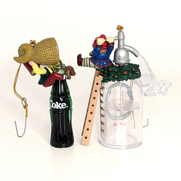 Vintage 90s Coca-Cola Christmas Ornaments Set of 2 | Bottling Works North Pole - Picture 7 of 11
